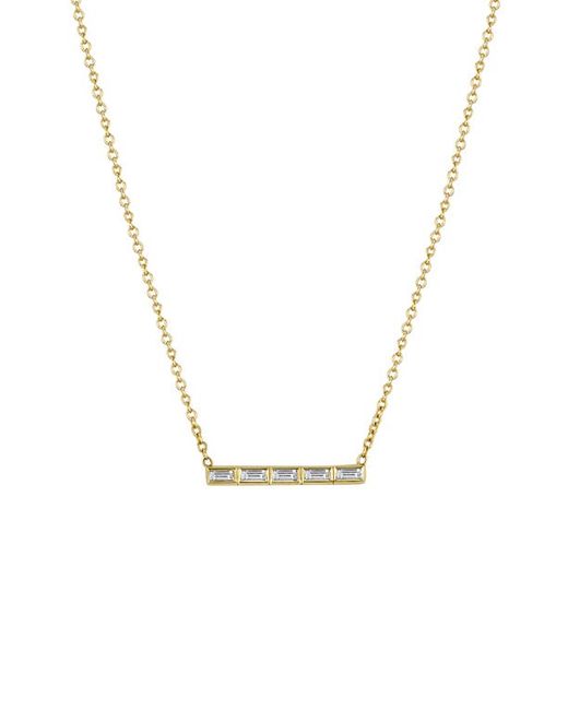 Zoe Chicco Baguette Diamond Bar Pendant Necklace in at