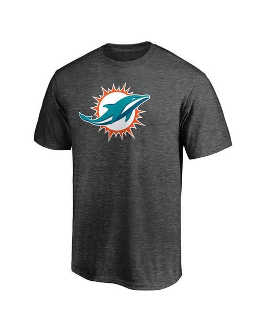 Fanatics Branded Heathered Charcoal Miami Dolphins Primary Logo Team T-Shirt in at