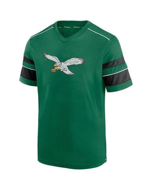 Fanatics Branded Philadelphia Eagles Textured Throwback Hashmark V-Neck T-Shirt at
