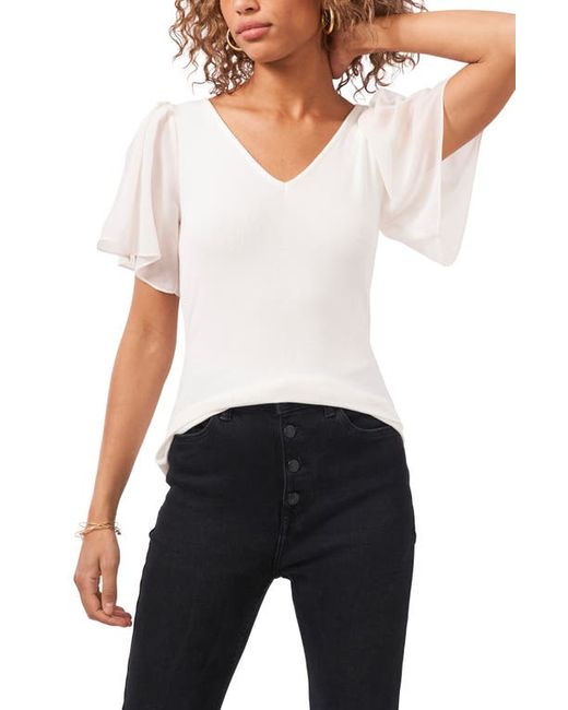 1.State Flutter Sleeve Rib Knit T-Shirt in at