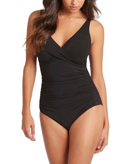 Sea Level Cross Front One-Piece Swimsuit in at