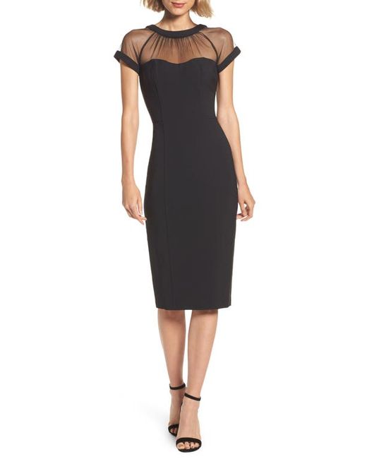 Maggy London Illusion Yoke Crepe Cocktail Dress in at