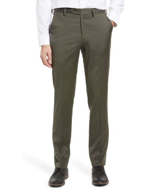 Berle Solid Flat Front Stretch Wool Dress Pants in at