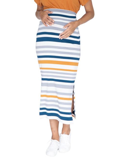 Angel Maternity Stripe Maternity Midi Skirt in at