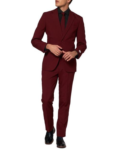 OppoSuits Blazing Burgundy Two-Piece Suit with Tie in at