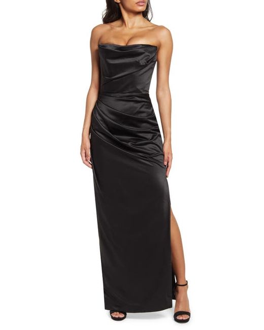 House Of Cb Satin Strapless Gown in at