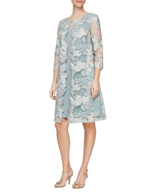 Alex Evenings Embroidered Mock Jacket Cocktail Dress in at