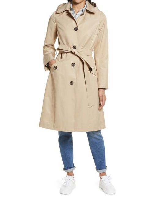 Sam Edelman Water Repellent Belted Trench Coat with Removable Hood in at