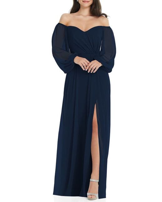 Dessy Collection Convertible Neck Long Sleeve Chiffon Gown in at