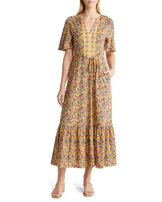 Boden Border Print Notch Neck Jersey Maxi Dress in at