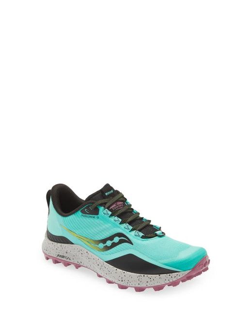 Saucony Peregrine 12 Trail Running Shoe in Cool Mint/Acid at