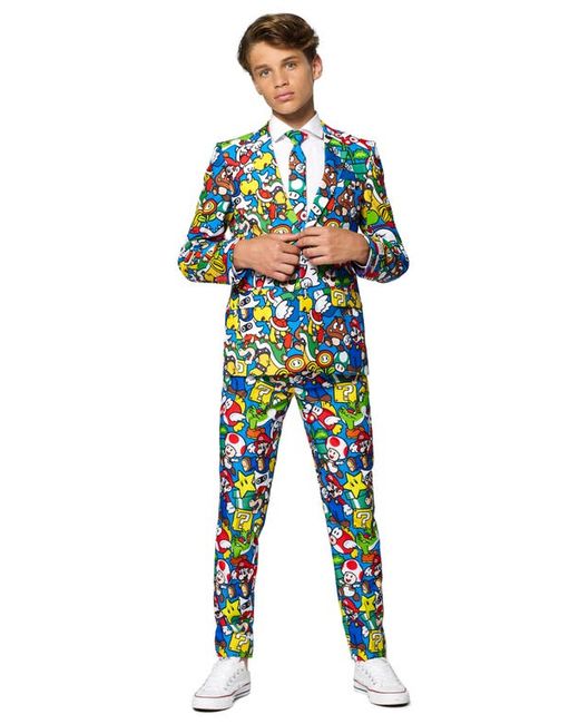 OppoSuits Super Mario Two-Piece Suit with Tie in at