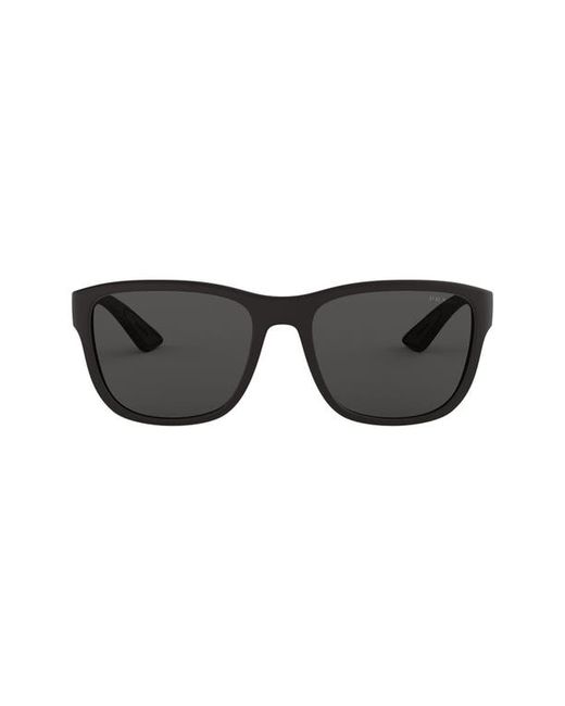 Prada Linea Rossa Pillow 59mm Sunglasses in Black Rubber/Grey at