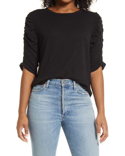 Wit & Wisdom Ruched Elbow Sleeve Knit Top in at