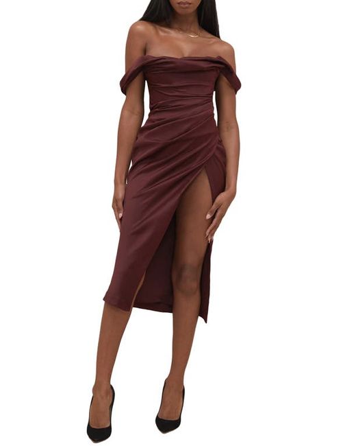 House Of Cb Rhoda Off the Shoulder Corset Dress in at