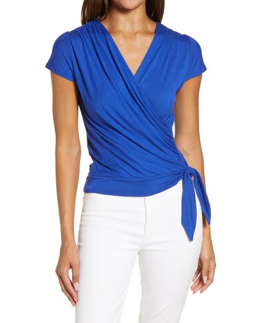 Loveappella Faux Wrap Top in at