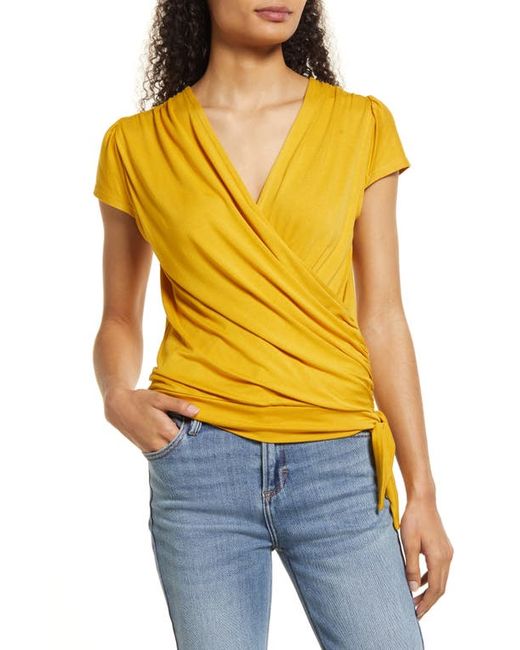Loveappella Faux Wrap Top in at