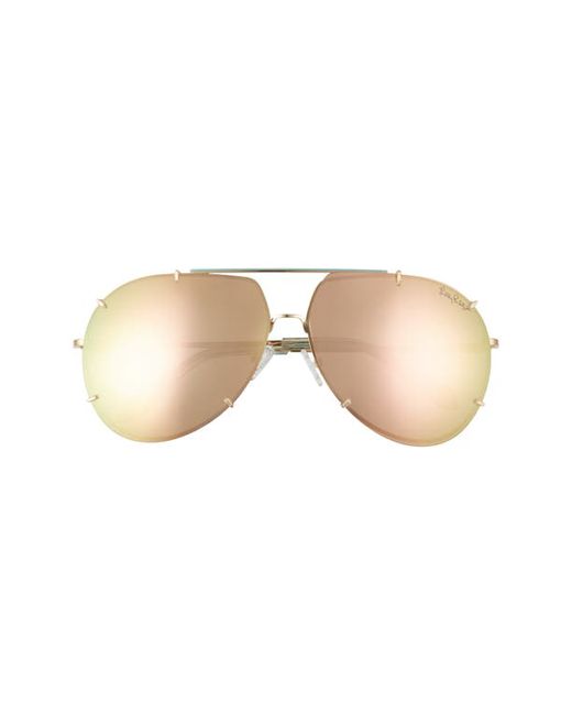 Lilly Pulitzer® Lilly Pulitzer 66mm Adelia Oversize Polarized Aviator Sunglasses in Shiny Gold/Gold Mirror at