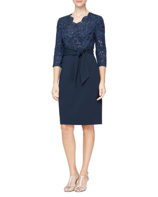 Alex Evenings Sequin Embroidery Cocktail Sheath Dress in at