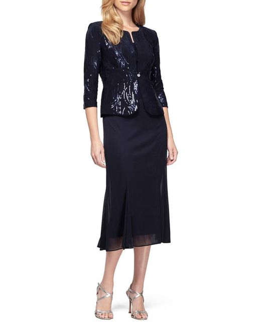 Alex Evenings Sequin Midi Dress with Jacket in at