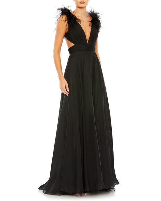 Mac Duggal Plunge Neck A-Line Gown in at
