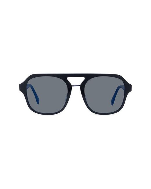 Fendi Diagonal 55mm Aviator Sunglasses in Shiny Blu Mirror at