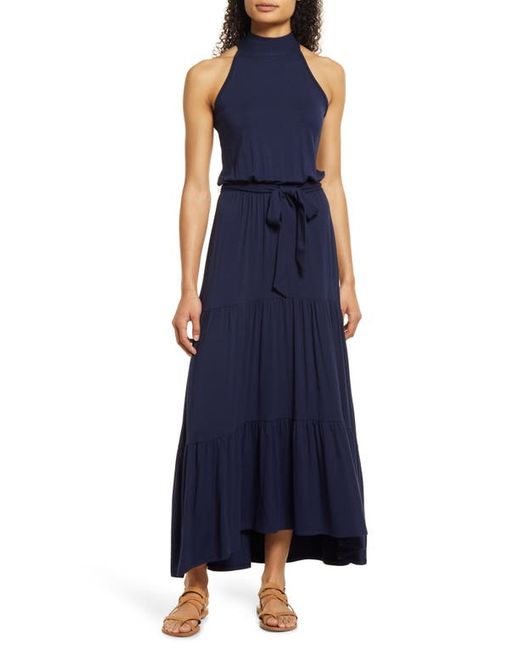 Loveappella Tiered Halter Maxi Dress in at