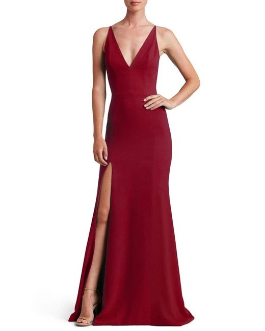 Dress the population Iris Slit Crepe Gown in at