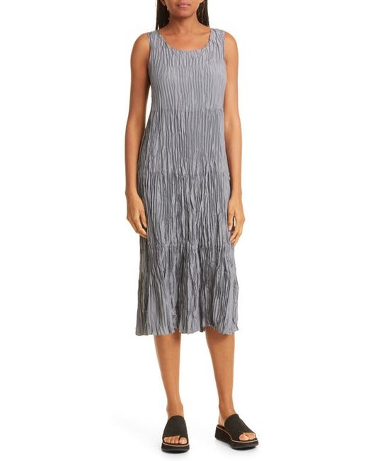 Eileen Fisher Tiered Pleated Silk Midi Dress in at