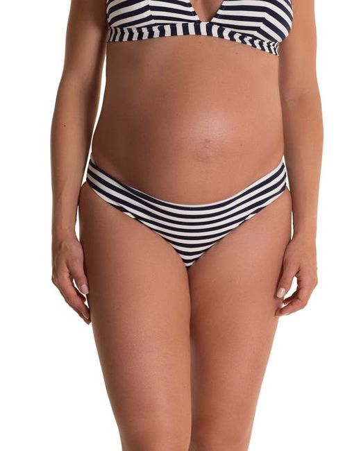 Pez D'Or Isabella Stripe Maternity Bikini Bottoms in Navy/White at