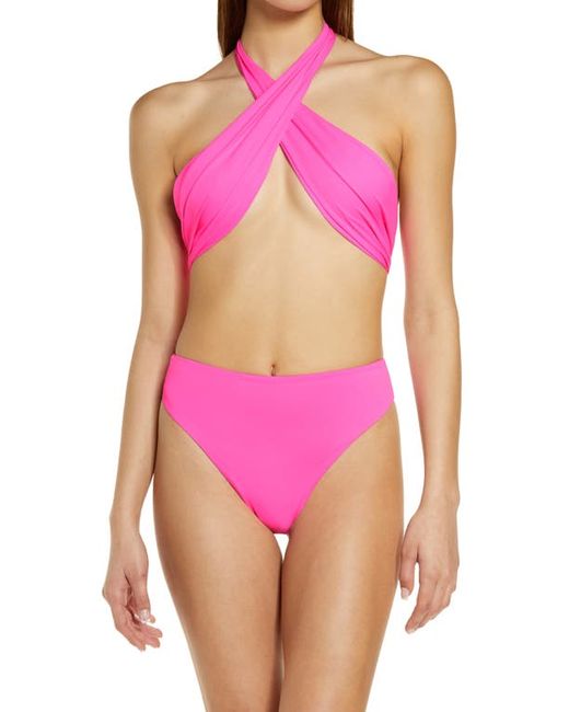 Frankies Bikinis Dorothy Halter Cutout One-Piece Swimsuit in at