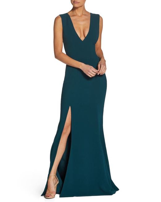 Dress the population Sandra Plunge Crepe Trumpet Gown in at