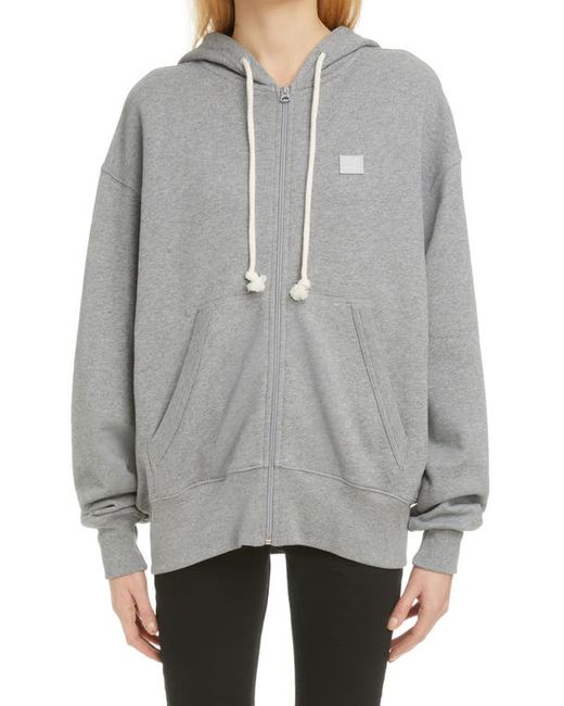 Acne Studios Fiah Face Patch Organic Cotton Zip Hoodie in at