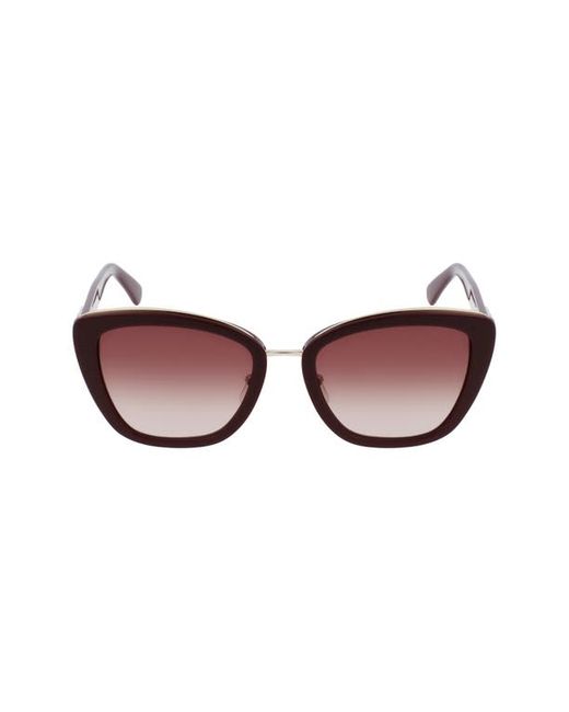 Longchamp Roseau 53mm Gradient Rectangle Sunglasses in Burgundy/Brown at