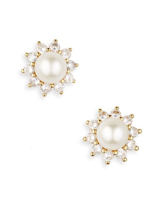 Kate Spade New York imitation pearl crystal halo stud earrings in at