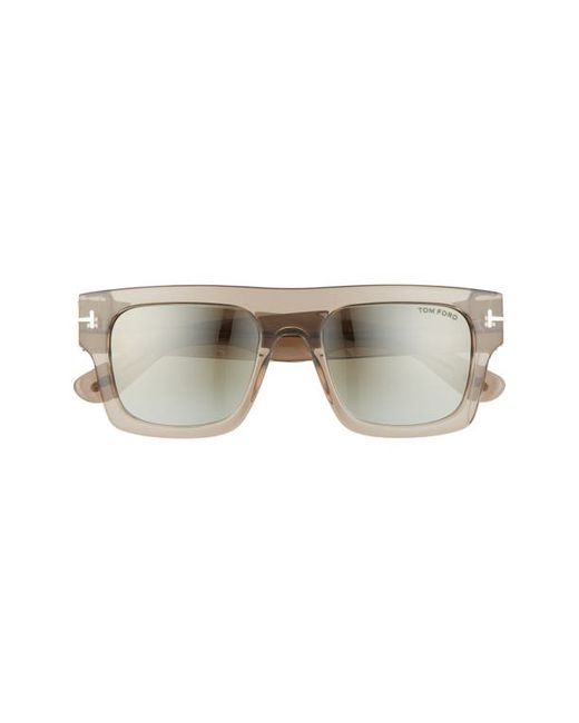 Tom Ford Fausto 53mm Geometric Sunglasses in Light Brown Mirror at