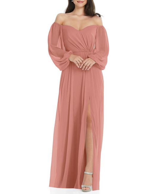 Dessy Collection Convertible Neck Long Sleeve Chiffon Gown in at