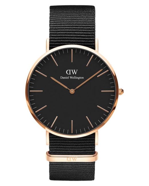 Daniel Wellington Classic Cornwall NATO Strap Watch 40mm in Rose Gold/Black at