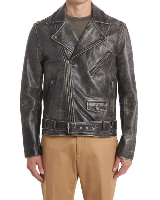 Golden Goose Distressed Leather Moto Jacket in at