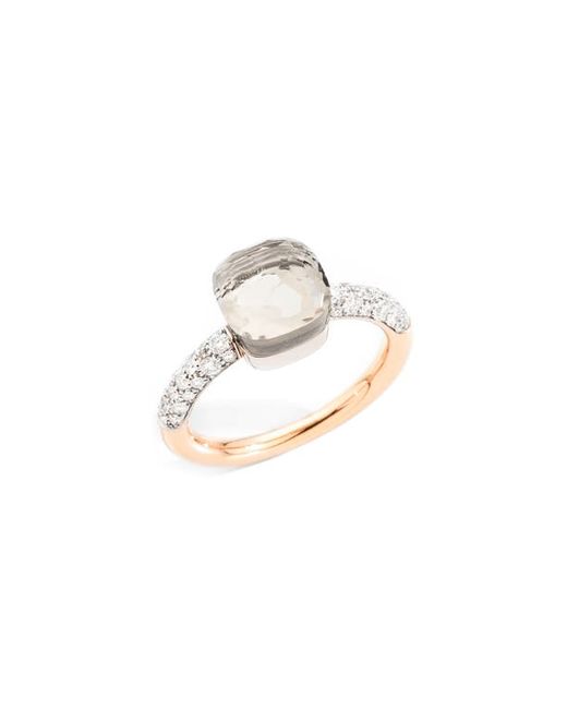 Pomellato Nudo Petite Topaz Diamond Ring in Rose Gold/Wht Topaz/Diamond at