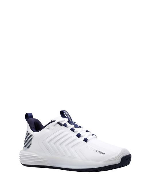 K-Swiss Ultrashot 3 Tennis Shoe in White/Navy at