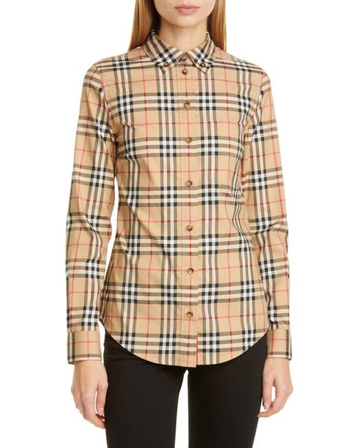 Burberry Lapwing Vintage Check Stretch Cotton Shirt in at