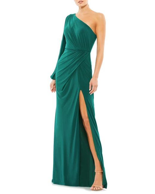 Mac Duggal One-Shoulder Ruched Jersey Gown in at