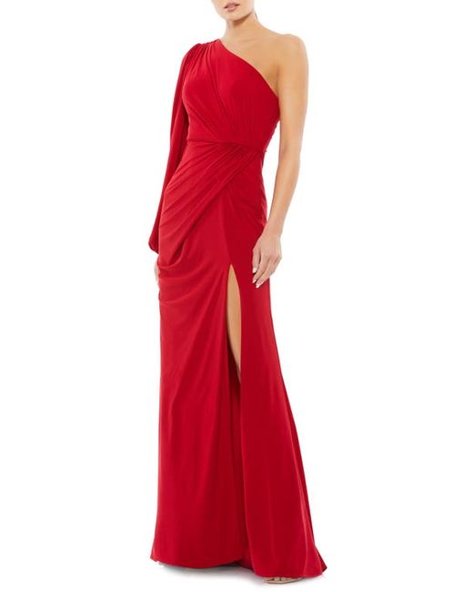 Mac Duggal One-Shoulder Ruched Jersey Gown in at