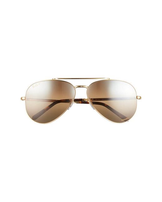 Ray-Ban 62mm Polarized Aviator Sunglasses in Legend Gold Polar Grad at