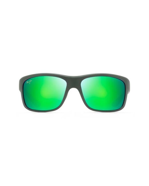 Maui Jim Southern Cross PolarizedPlus2 63mm Wraparound Sunglasses in Khaki/Maui Flash Mirror at