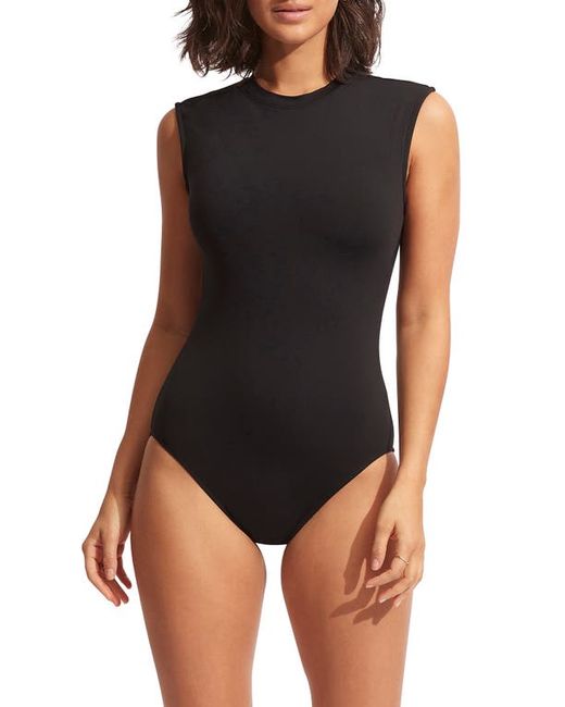 Seafolly Cap Sleeve One-Piece Swimsuit in at