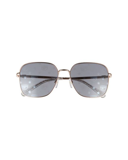Chiara Ferragni 57mm Square Metal Sunglasses in Gold Crystal Grey at