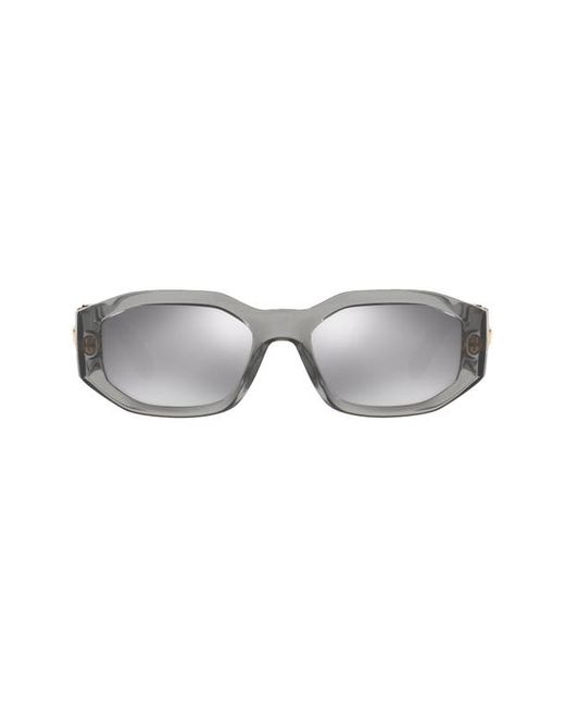 Versace Biggie 53mm Round Sunglasses in Grey/Grey Mirror at
