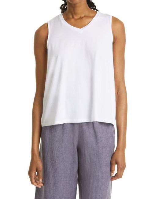 Eileen Fisher V-Neck Stretch Jersey Tank in at
